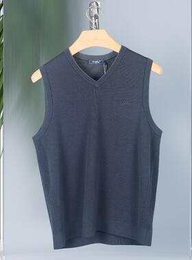 金利来男装羊毛马甲 秋季保暖V领背心中老年毛衣MCWF11913213-78
