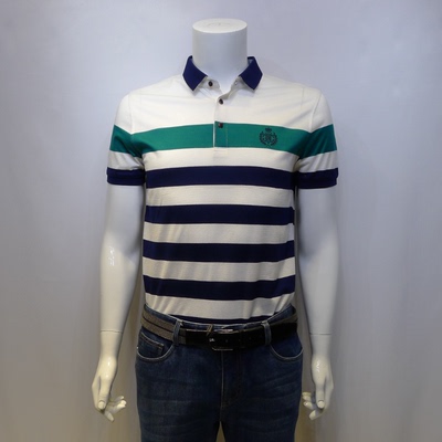 金利来短袖翻领T恤衫男装 夏季修身条纹百搭上衣TS00099-F1215-54