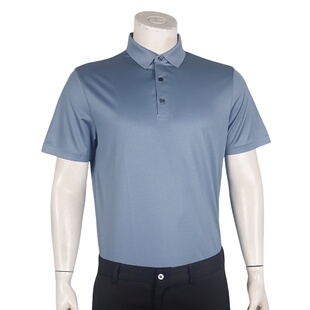 透气含桑蚕丝上衣MTSH219A0221 T恤2025夏季 翻领短袖 金利来男装