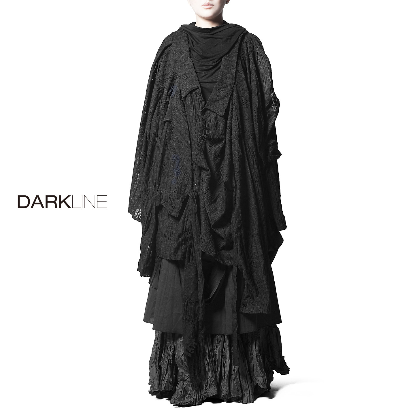 [DL] yohji暗黑小众解构立体多重荡褶不对称镂空无性别套组上衣