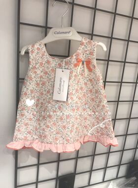 橘色花小童连衣裙公主童装女童新款儿童纯棉碎花背心公主裙21179