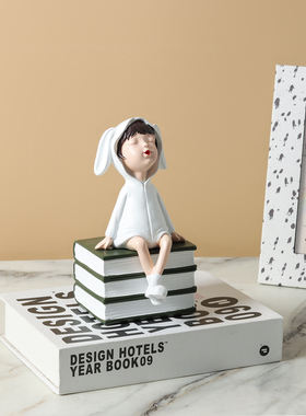 可爱女孩书本冥想树脂摆件手办