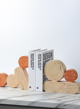 树脂仿洞石多巴胺缤纷彩色石头书档摆件家居样板间装饰品用品