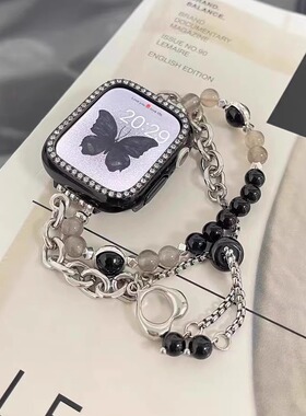 适用Apple苹果iwatchSE8Ultra7代654321手表带小香风珍珠吊坠链条