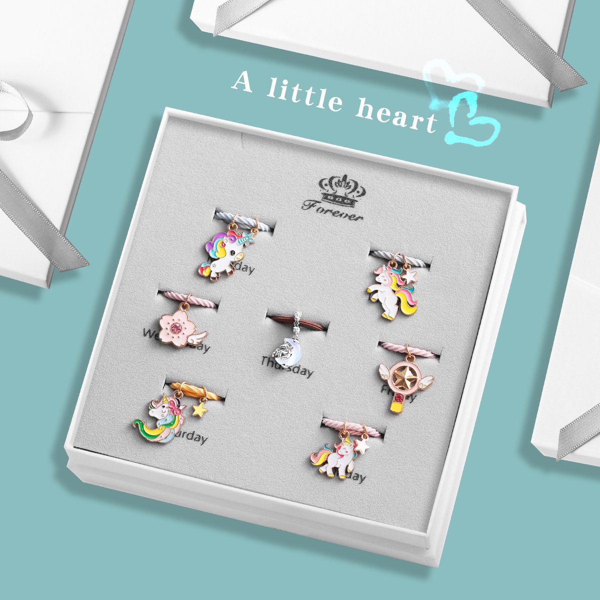 儿童头饰礼盒925纯银独角兽吊坠