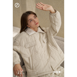 家居服套装 轻羽绒棉夹棉三层加厚保暖时尚 女士睡衣2025冬季 创五季