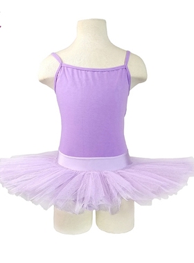 白色儿童短裙芭蕾舞蹈半裙无裆连体蓬蓬裙浅紫色演出小纱裙TUTU