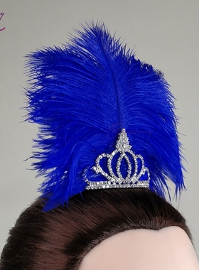 blue bird芭蕾发顶蓝鸟羽毛头饰成人演出舞蹈皇冠儿童表演插梳