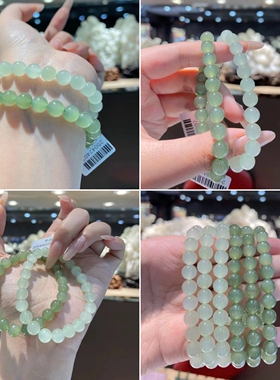 正品和田玉手串高冰蜂蜜水男女款手串晴水手串8mm青提色系青白玉