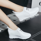 坡跟休闲鞋 真皮内增高小白鞋 厚底百搭女鞋 松糕单鞋 2020春新款 韩版