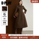 大衣高级时尚 修身 冬季 DPLAY含羊毛棕色长款 新款 赫本风女毛呢外套