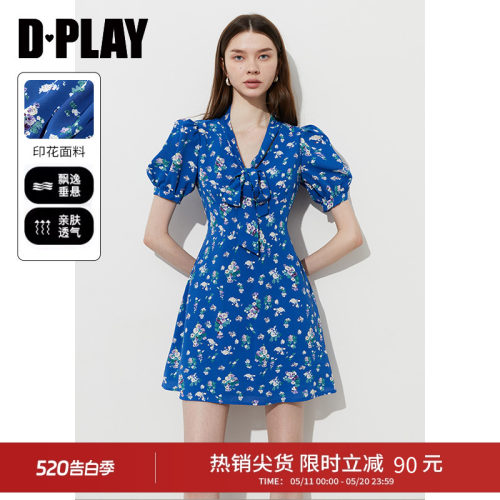 系带蝴蝶结设计连衣裙DPLAY