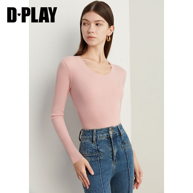 DPLAY羊毛软糯修U打底针织衫
