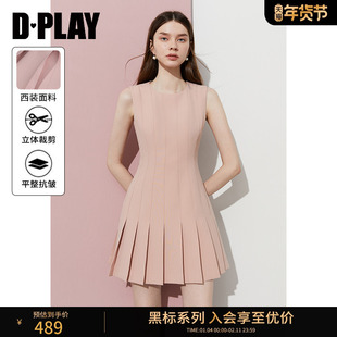 DPLAY【黑标】2025年夏季新款粉色连衣裙女气质短款西装裙子短裙