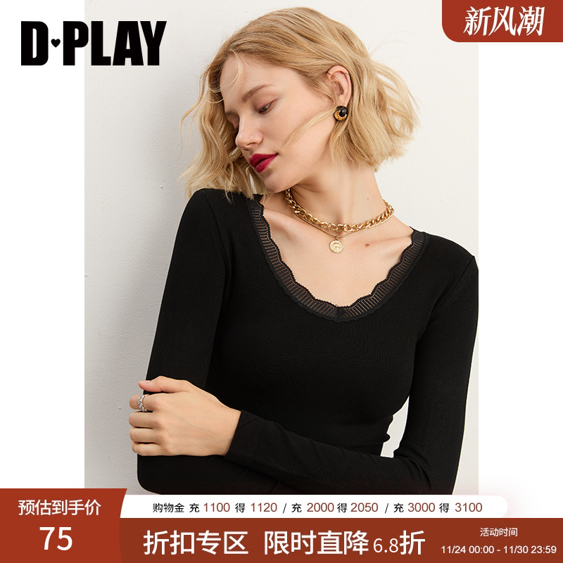 dplay德帕拉2021秋新柔滑蕾丝边