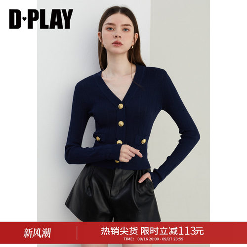 针织开衫DPLAY通勤V领修身型