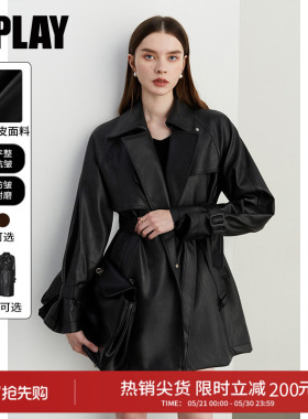 DPLAY黑色皮衣外套酷飒风时尚高级短款收腰皮夹克女2026春季新款
