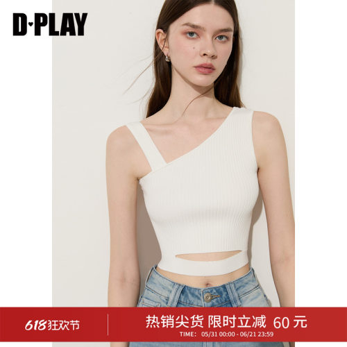 背心款式，不对称斜肩高弹修身廓形