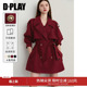 大衣 红色风衣外套女流行复古宽松小个子短款 DPLAY2026年春季 新款