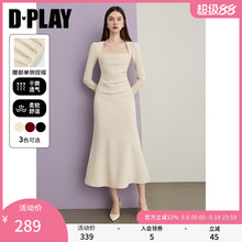 DPLAY2025秋季新款白色连衣裙女长款法式礼服裙子生日裙鱼尾长裙