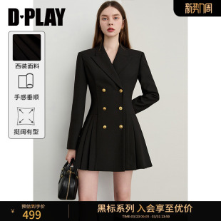 新款 2026年春季 黑色连衣裙女休闲日常通勤西服裙子 黑标 DPLAY