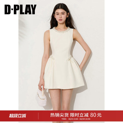 无袖腰部两侧珍珠礼服裙