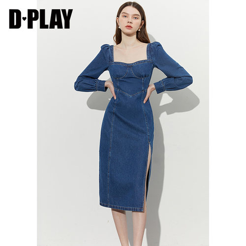 DPLAY法式牛仔裙连衣裙
