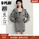 灰色针织套装 DPLAY2025年秋季 新款 女撞色立体蝴蝶结设计两件套