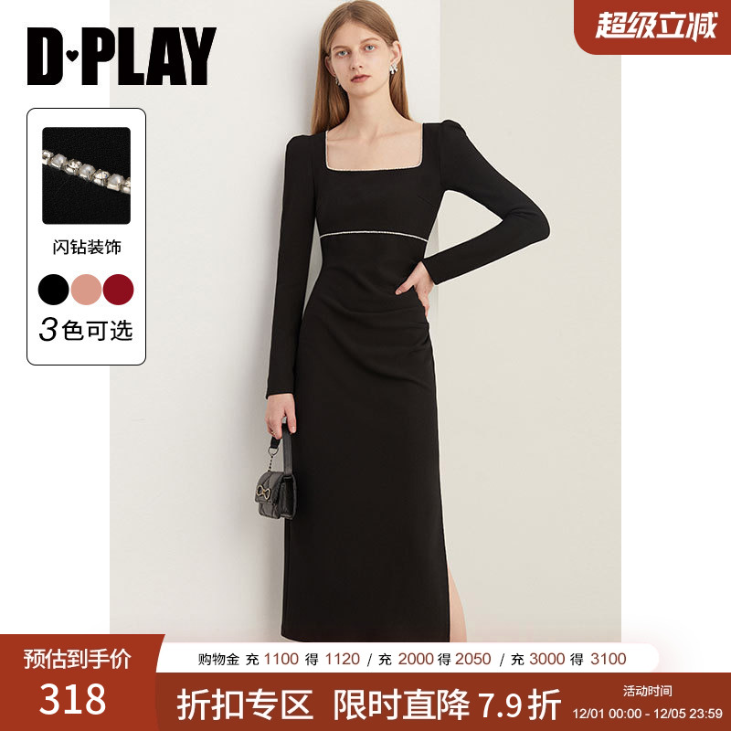 赫本DPLAY侧开衩小黑裙轻礼服