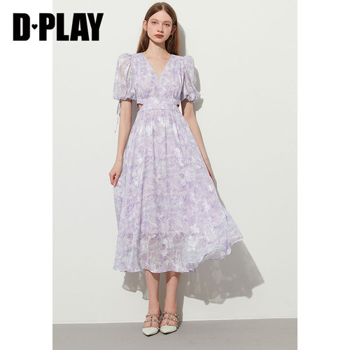 DPLAY法式度假腰部镂空仙女裙