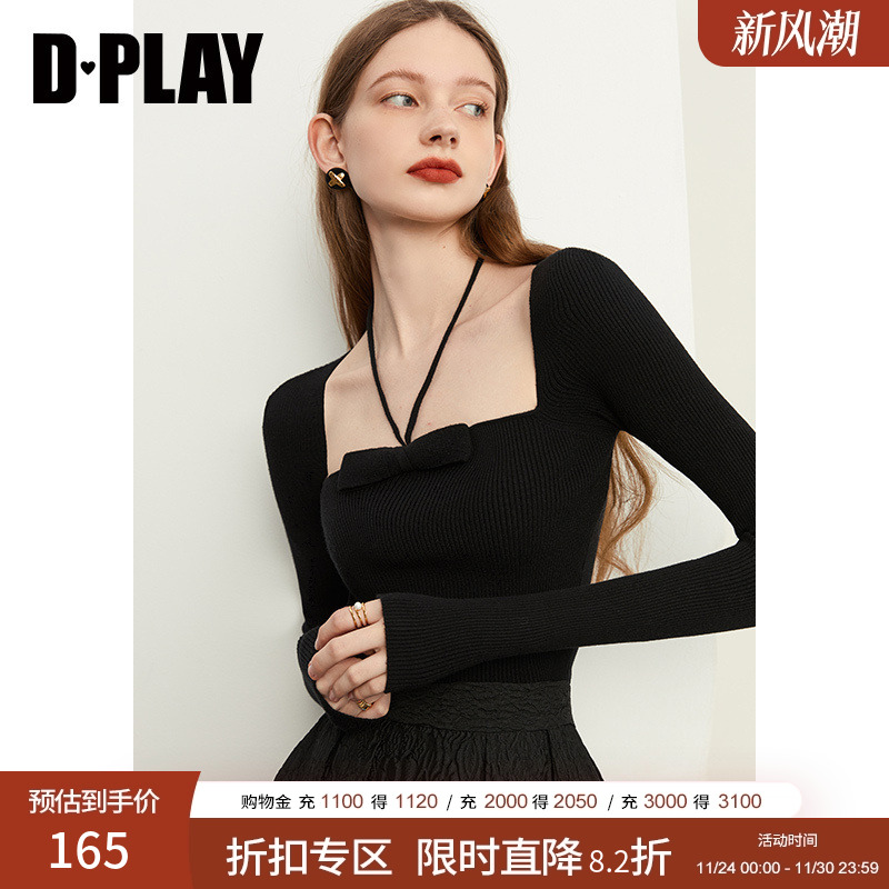 DPLAY优雅挂脖大方领蝴蝶结设计