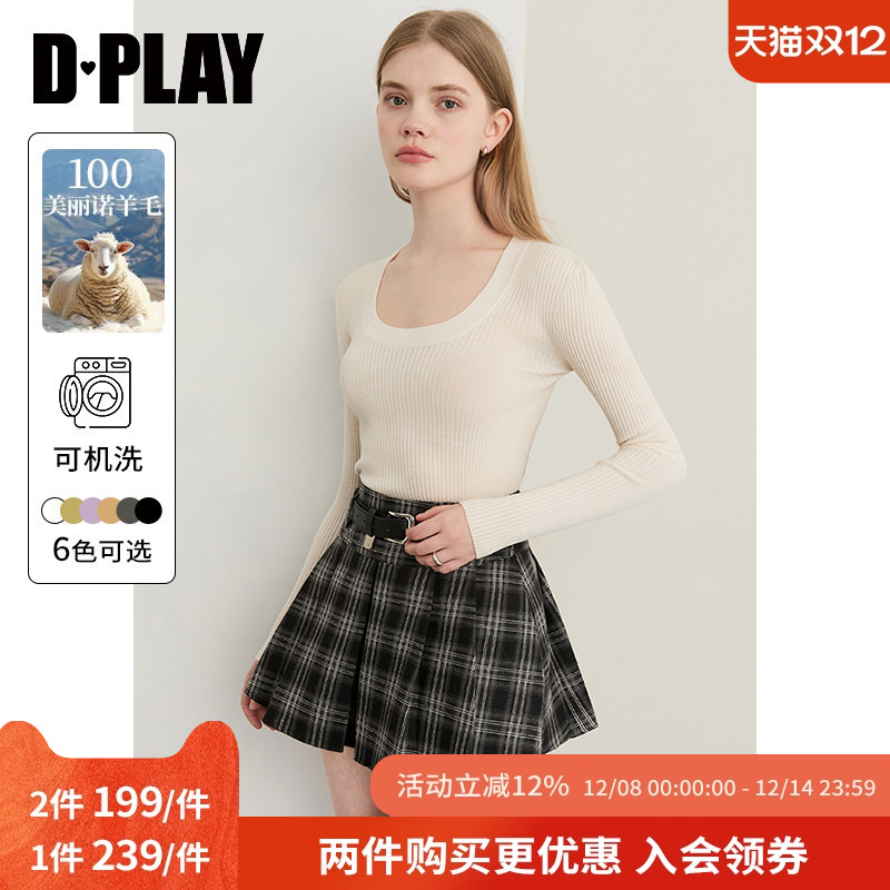 DPLAY【德国扬子纱】25新款白色48支18针可机洗100羊毛针织衫女