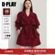 大衣 红色风衣外套女流行复古宽松小个子短款 DPLAY2026年春季 新款