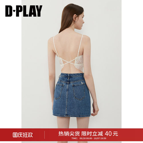 后背镂空，交叉绑带设计，自带胸垫