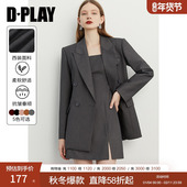 DPLAY2025年秋季 通勤简约红色宽松西装 外套休闲风外套上衣女