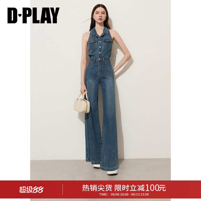 DPLAY牛仔蓝显瘦连体裤夏季新款图片