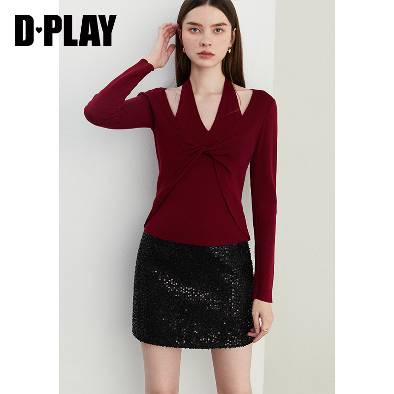 DPLAY套头V领挂脖针织衫