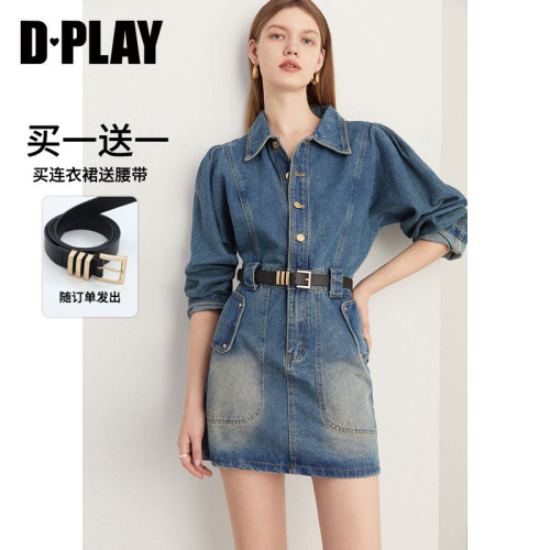 DPLAY复古工装牛仔连衣裙