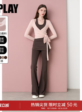 DPLAY粉棕运动套装2026秋季新款休闲瑜伽服女士运动背心别致上衣