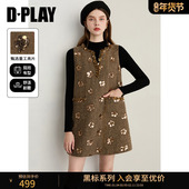 DPLAY 黑标 2025秋冬连衣裙A字裙好看毛呢背心裙粗花呢马甲裙