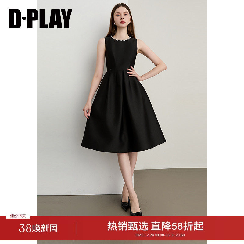 DPLAY年秋季新款黑色连衣裙女法式气质礼服裙子长裙小黑裙 - dplay旗舰店出品