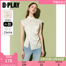 DPLAY2024夏新中式 汉服衬衫 气质上衣唐装 白色立领短袖 民国风衬衣