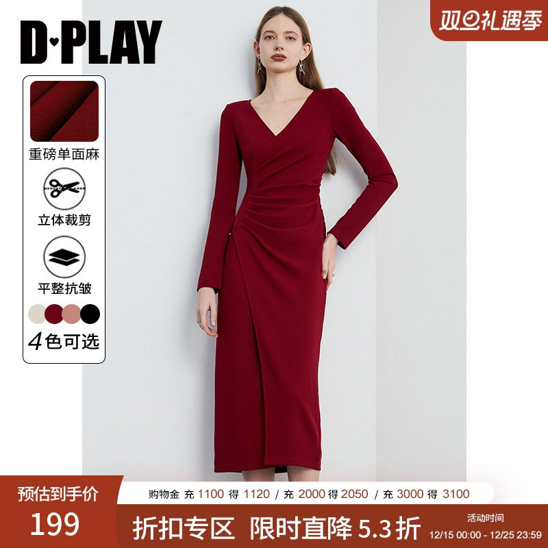 DPLAY红色连衣裙礼服裙连衣裙