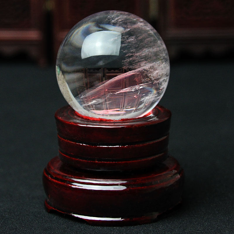 天然白水晶球摆件创意礼品客厅玄关办公室书桌装饰饰品