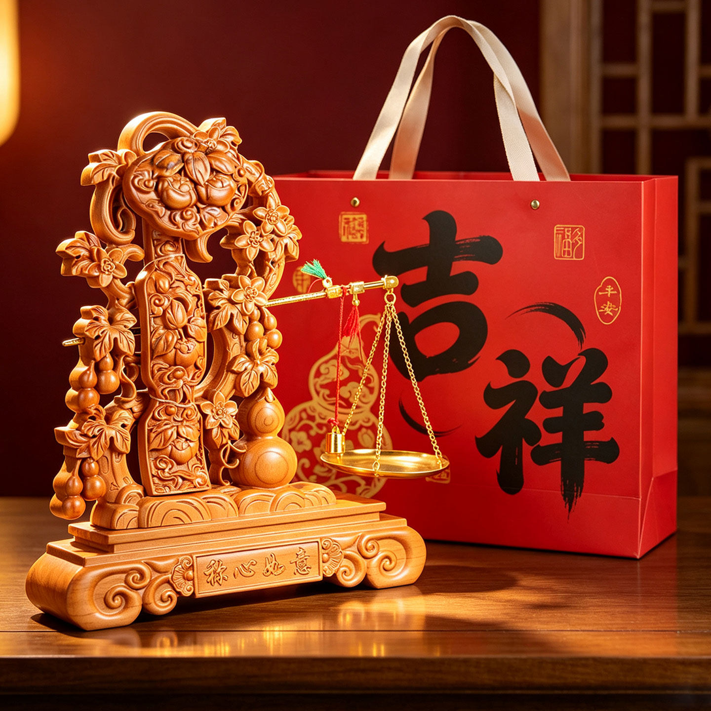 桃木如意乔迁礼物摆件