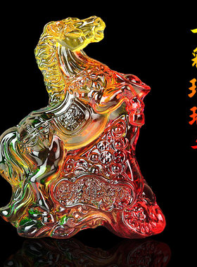 新年水晶琉璃生肖马摆件马到成功