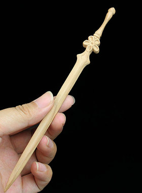 桃木剑发簪新中式女古风高级感配汉服发饰盘发钗子桃花剑簪子