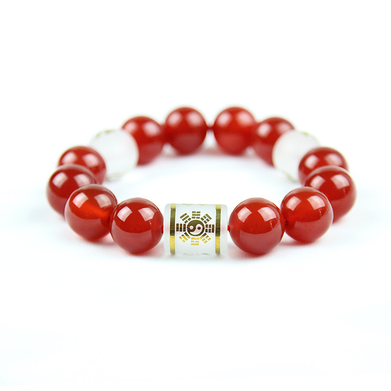 泰山福缘阁红玛瑙生肖六合手链手串 十二生肖守护神吉祥物