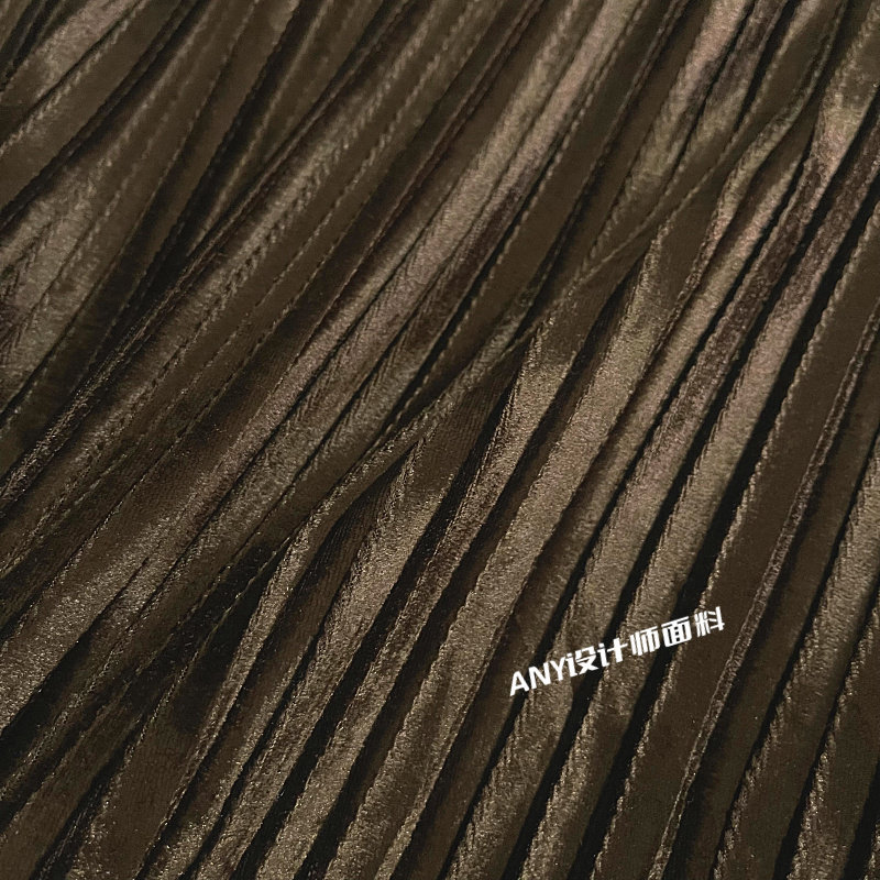 小众金丝绒彩色风琴褶褶皱面料