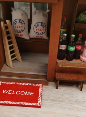 1:12 dollhous 娃娃屋微缩模型迷你Welcome无纺布小地毯地垫拍摄